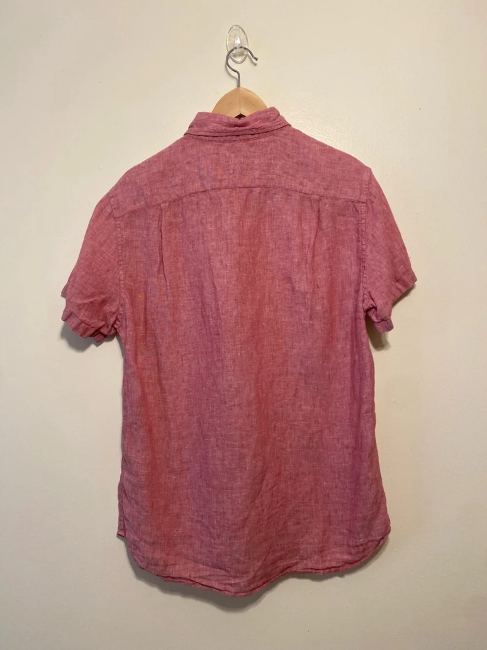 J. Crew Slim fit Linen  Short-Sleeve Button Down Shirt in Heathered pink. Size S